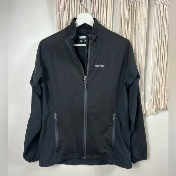 Womens Black Marmot Zippered Jacket Medium Lightweight - Picture 1 of 3
